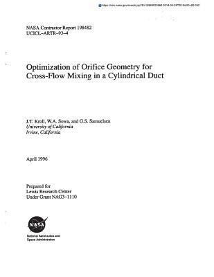 Read Optimization of Orifice Geometry for Cross-Flow Mixing in a Cylindrical Duct - National Aeronautics and Space Administration | PDF