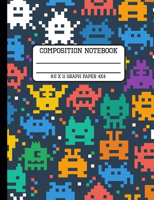 Read Online Composition Notebook Graph Paper 4x4: Video Game Gamer Back to School Quad Writing Book for Students 8.5 x 11 inches - Full Spectrum Publishing | PDF