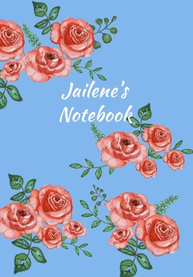 Download Jailene's Notebook: Personalized Journal - Garden Flowers Pattern. Red Rose Blooms on Baby Blue Cover. Dot Grid Notebook for Notes, Journaling. Floral Watercolor Design with First Name -  file in ePub